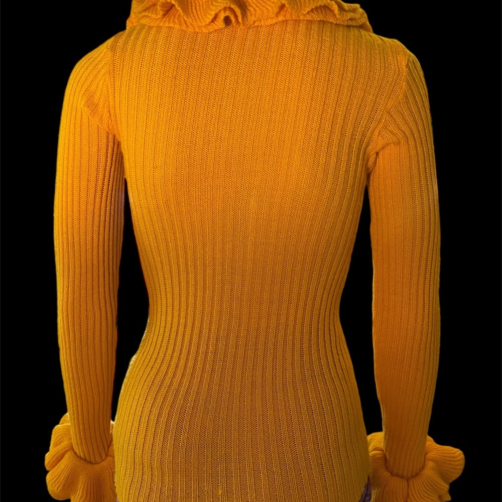 Vintage Late 60s Little Lisa Ruffle Sweater V Neck Size S - Picture 7 of 14